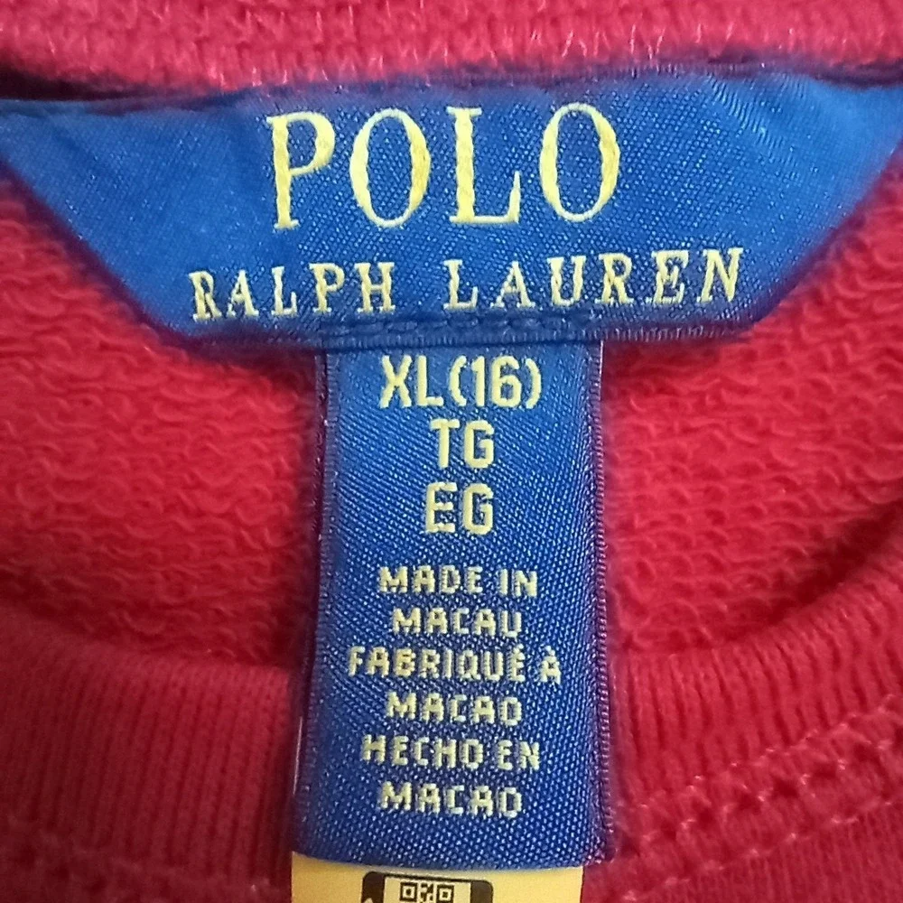 Polo Ralph Lauren Dress Kids XL Red Polo Bear Cotton Blend Preppy‎ Classic